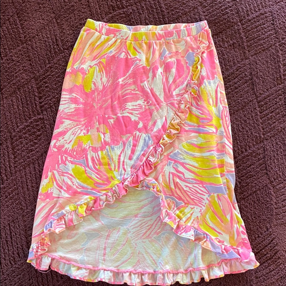 Lilly Pulitzer Pink Tropical Ruffle skirt